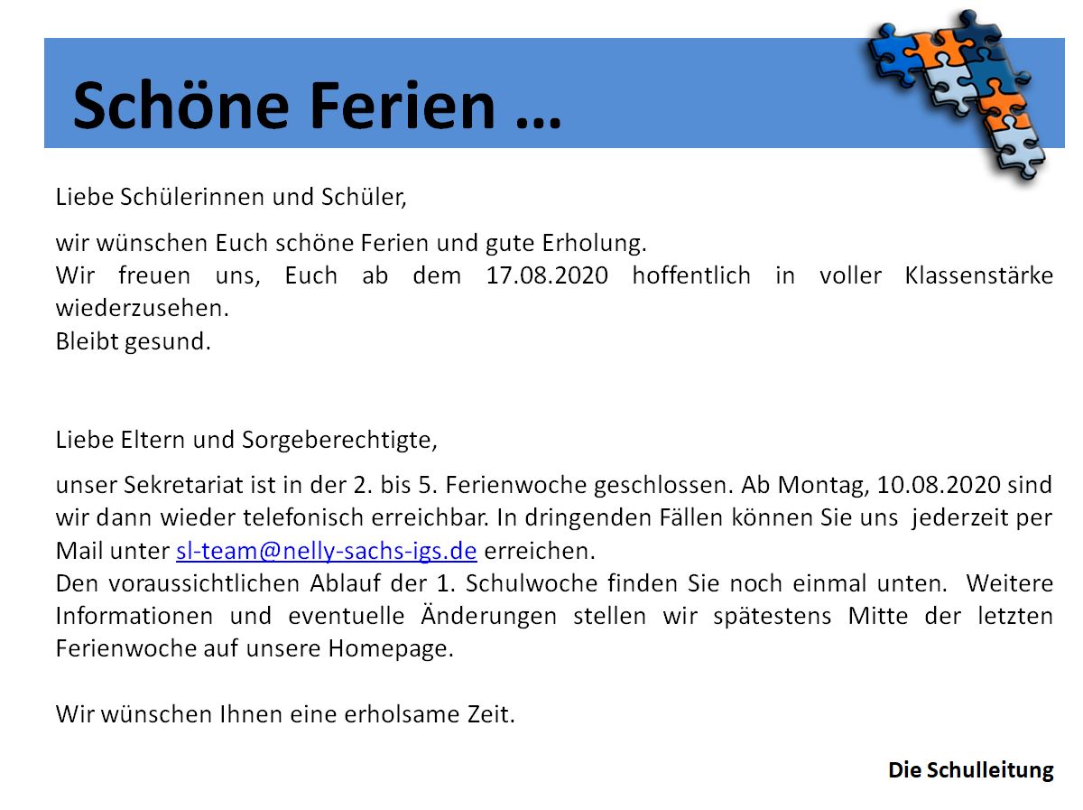 Schöne Ferien Sommer 2020